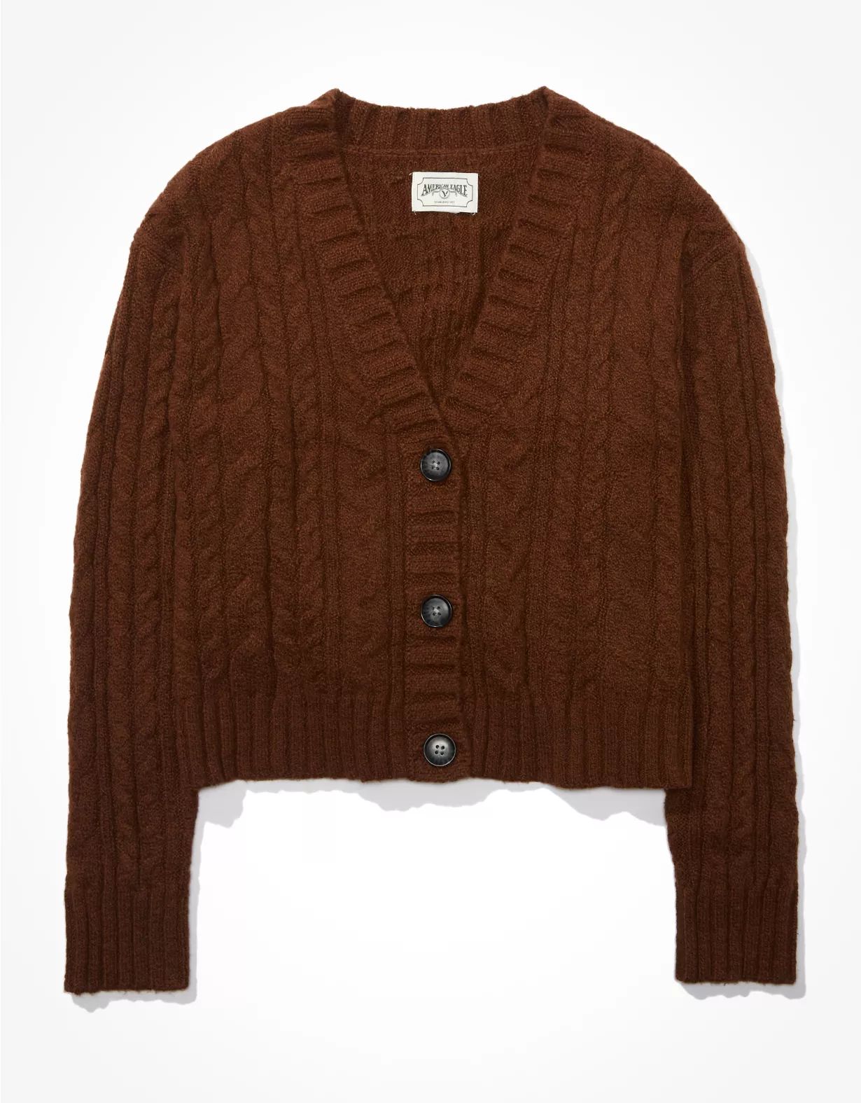 AE Cropped Cable Knit Cardigan | American Eagle Outfitters (US & CA)