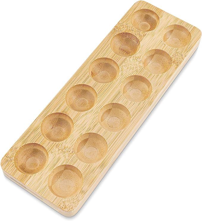 Wooden Bamboo Egg Holder for Countertop or Refrigerator, Great for Storage and Display, Holds 12 ... | Amazon (US)