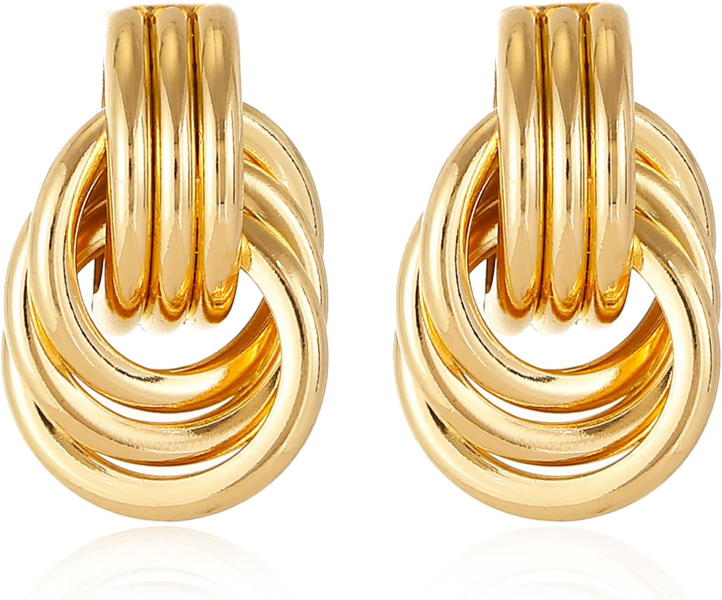 14K Gold Silver Knot Earrings for Women Heart Link Drop Dangle Earring Chunky Statement Jewelry | Amazon (US)