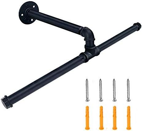 TLBTEK 20 inch Industrial Pipe Wall Mounted Clothes Rack,Heavy Duty Clothes Hanging T-Bar,Detacha... | Amazon (US)