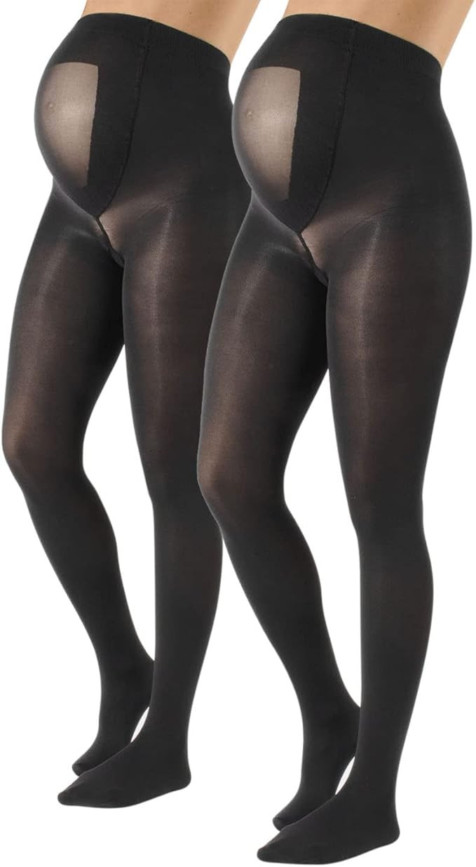 CALZITALY 2 Pairs Maternity Tights, Pregnancy Opaque Pantyhose | 40 DEN | S M L XL | Black, Blue ... | Amazon (US)