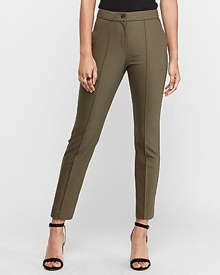 High Waisted Seamed Ankle Pant Green Women's 00 | Express