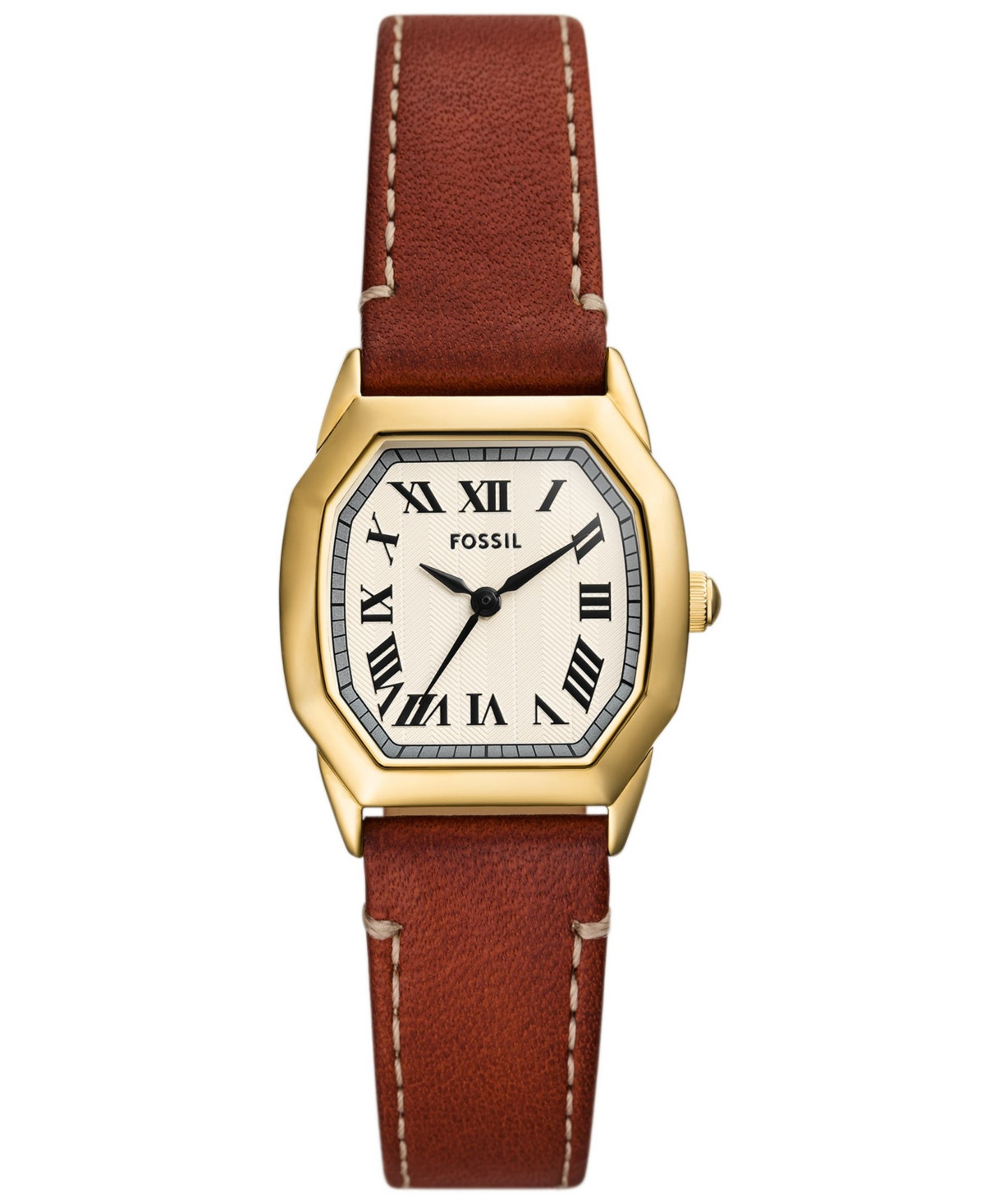 Fossil Women's Harlow Three-Hand Medium Brown Leather Watch 27mm - Brown | Macy's