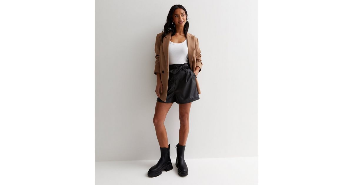 Petite Black Leather-Look Belted Shorts
						
						Add to Saved Items
						Remove from Saved I... | New Look (UK)