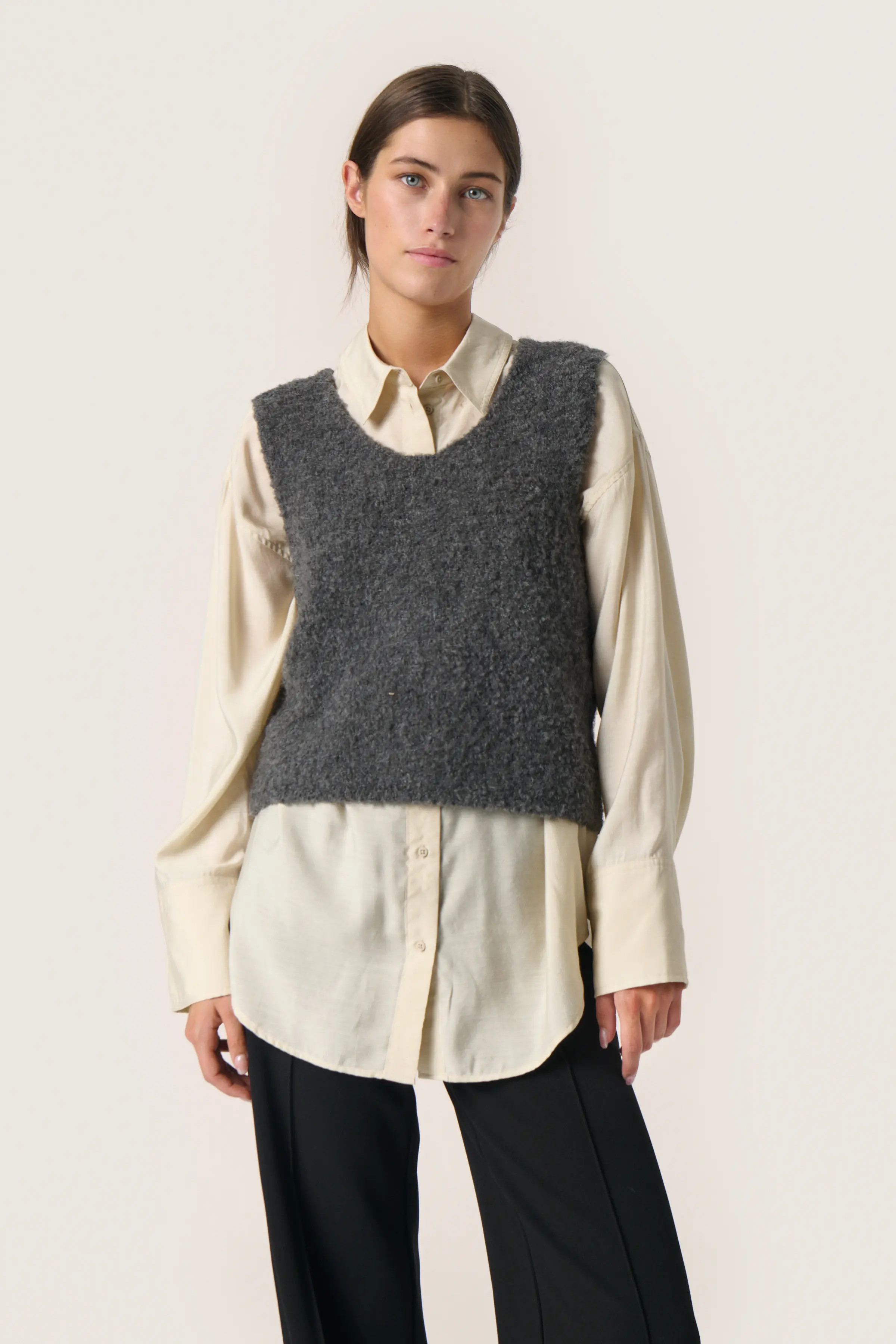 Soaked in Luxury Slvenessa V-Neck Fluffy Knit Waistcoat (Women) | Nordstrom | Nordstrom
