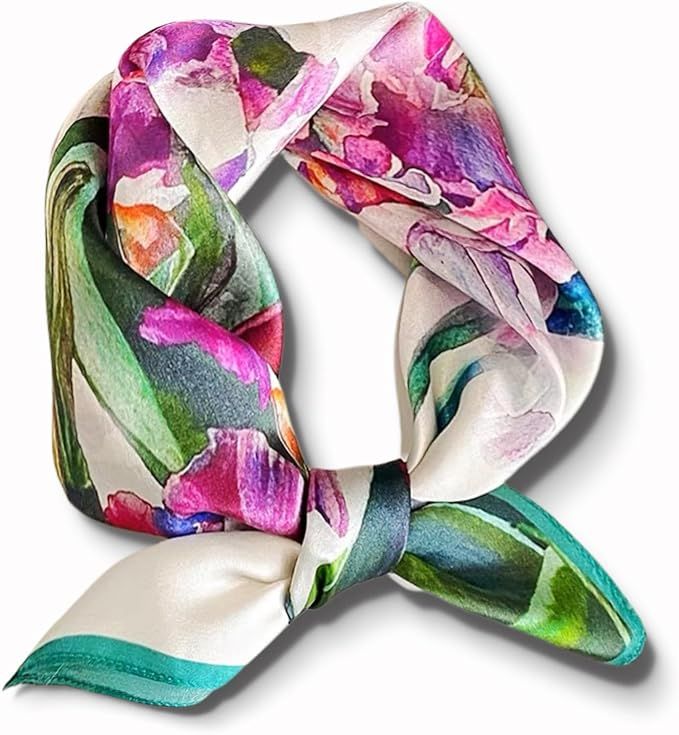 PoeticEHome 100% Mulberry Silk Neck Scarf 21"x21" Small Square Scarfs for Women Gift Packed | Amazon (US)
