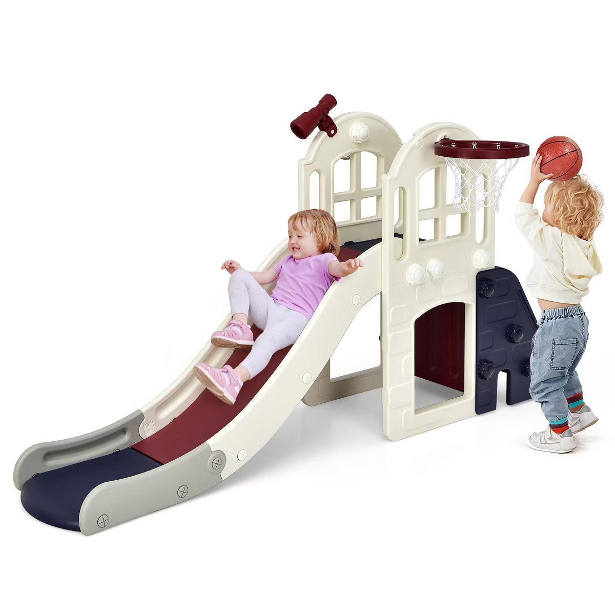 Costway 6-In-1 Large Slide for Kids Toddler Climber Slide Playset w/ Basketball Hoop | Target