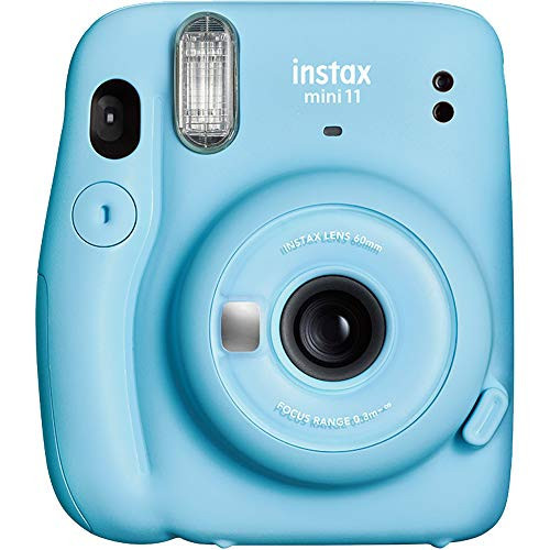 Fujifilm Instax Mini 11 Instant Film Camera with Automatic Exposure and Flash, Polaroid Camera, Fujinon 60mm Lens with Selfie Mirror, Optical Viewfinder - Sky Blue (Renewed) | Amazon (US)