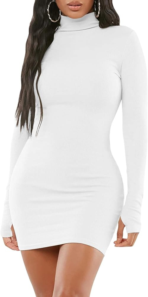 Mizoci Women's Sexy Bodycon Mini Club Dresses Basic Long Sleeve Turtleneck Dress       
Material:... | Amazon (US)