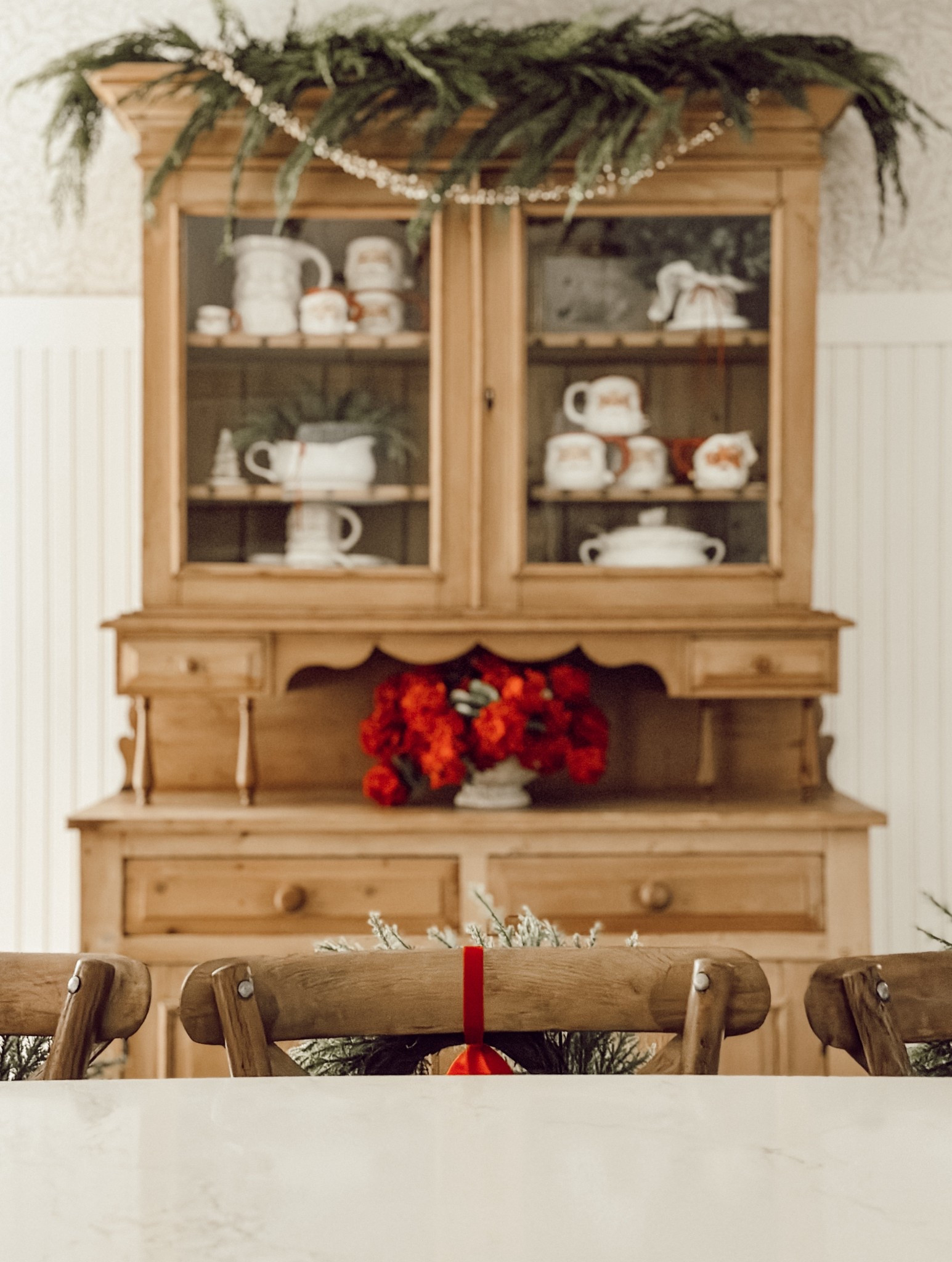 Our kitchen hutch decorated for Christmas.

#LTKHoliday #LTKHome #LTKSeasonal