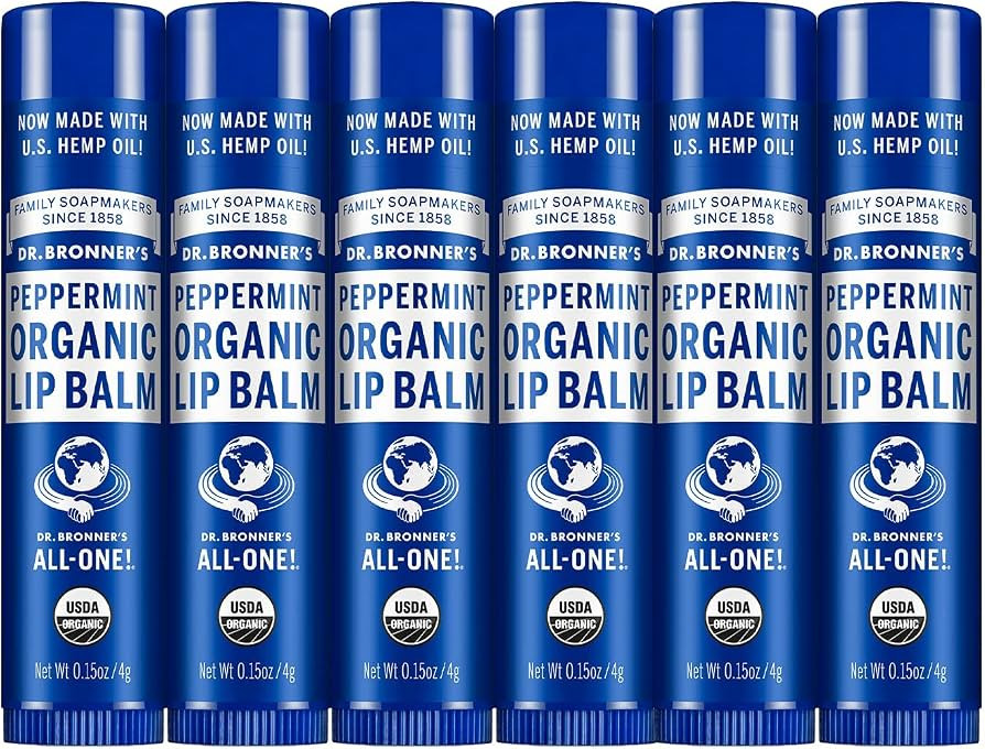 Dr. Bronner's - Organic Lip Balm (Peppermint, .15 ounce, 6-Pack) - Made with Organic Beeswax and ... | Amazon (US)