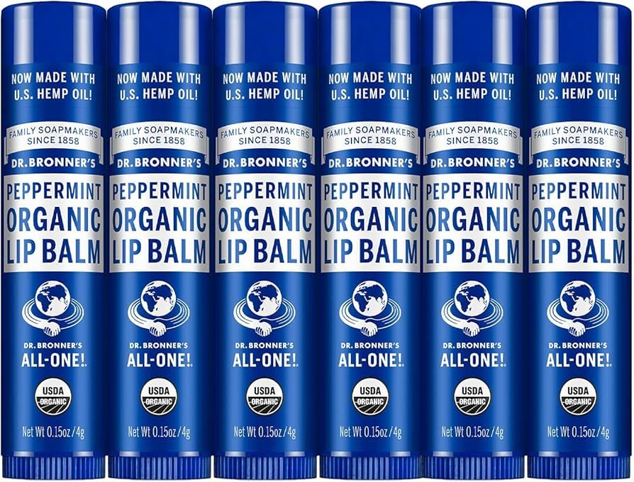 Dr. Bronner's - Organic Lip Balm (Peppermint, .15 ounce, 6-Pack) - Made with Organic Beeswax and ... | Amazon (US)