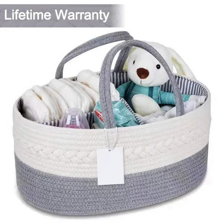 Baby Diaper Caddy Organizer 100% Cotton Rope Nursery Storage Bin for Boys and Girls Large Tote Bag & | Walmart (US)