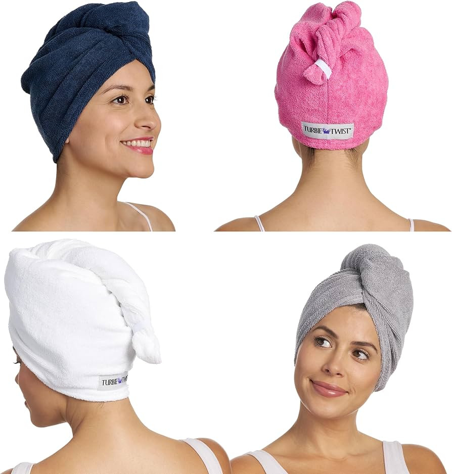 Turbie Twist 4-Pack Microfiber Hair Towel for Beauty, Travel, Gifting - Hair Wrap Turban for Stra... | Amazon (US)