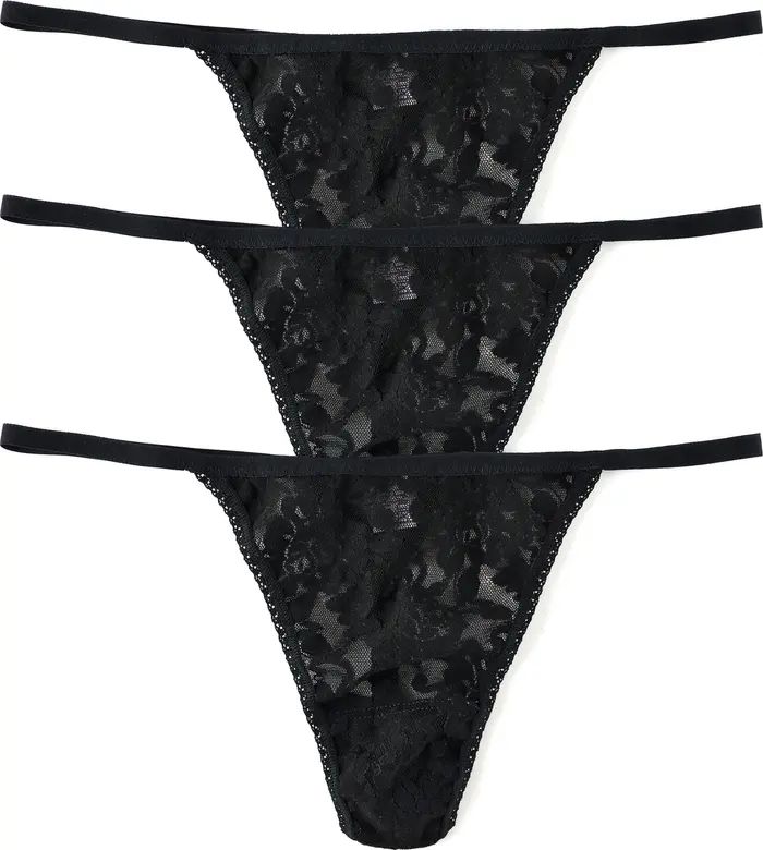 Hanky Panky High Cut 3-Pack Lace G-String Thongs | Nordstrom | Nordstrom