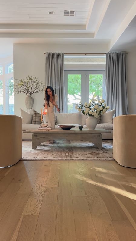 Living room 

Chairs, coffee table, gray curtains, white dress, couch, faux florals 

#LTKhome #LTKVideo #LTKfamily