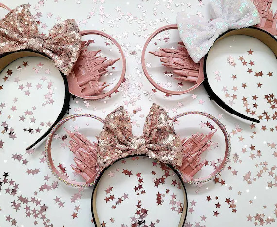 ROSE GOLD castle ears, 3d mouse ears. | Etsy (US)