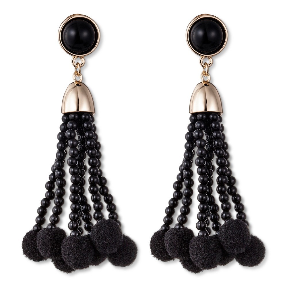 Sugarfix by BaubleBar Beaded Tassel Earrings with Pom Poms - Teal, Women's | Target