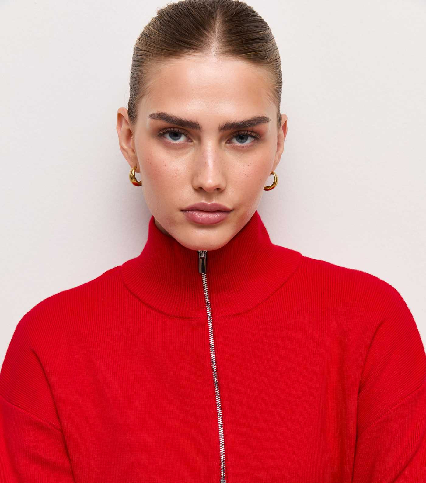 Bright Red Compact Knit Half Zip Jumper | New Look | New Look (UK)
