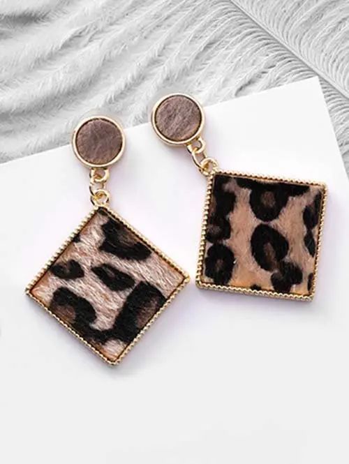 Leopard Square Shape Drop Earrings | Rosegal US