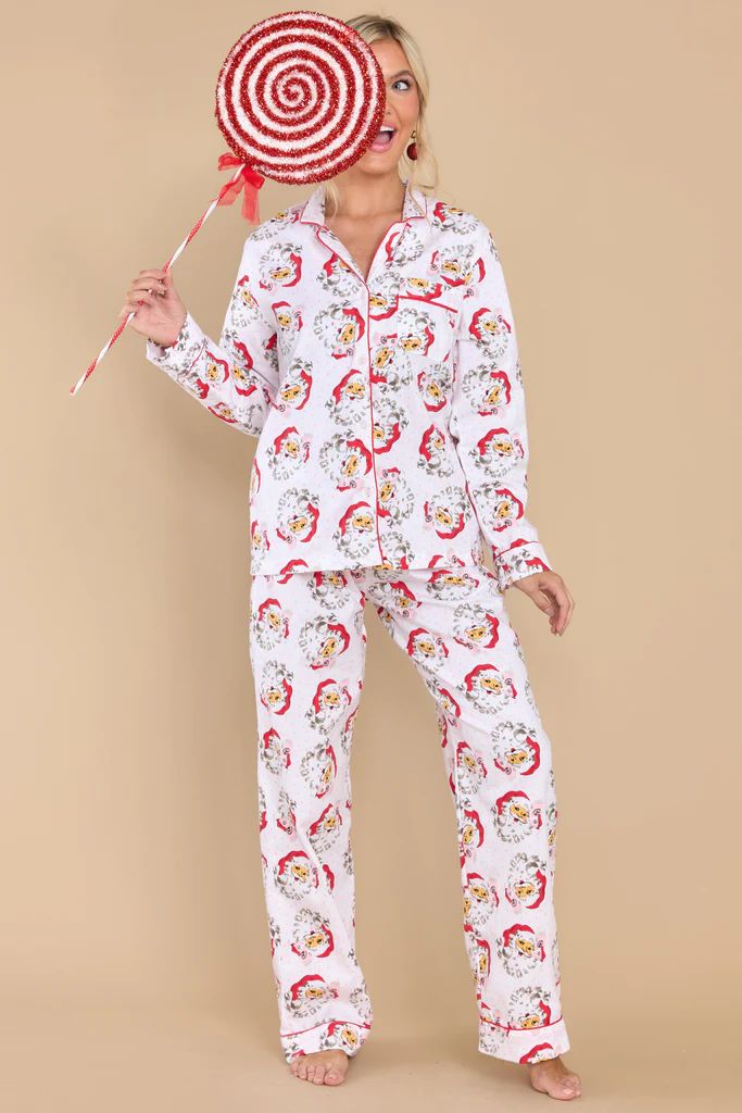 The Naughty List Ivory Santa Pajama Set | Red Dress 