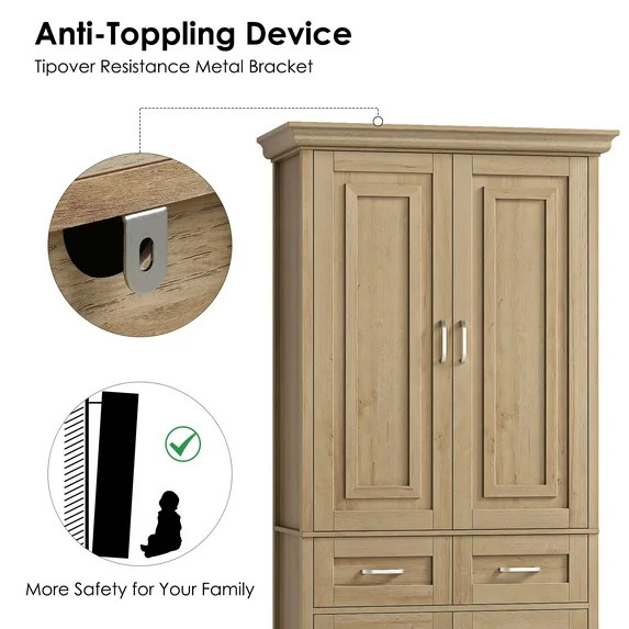 Homfa 70.9'' Tall Kitchen Pantry with 4 Doors, 2 Drawer Modern Freestanding Storage Cabinet for D... | Walmart (US)