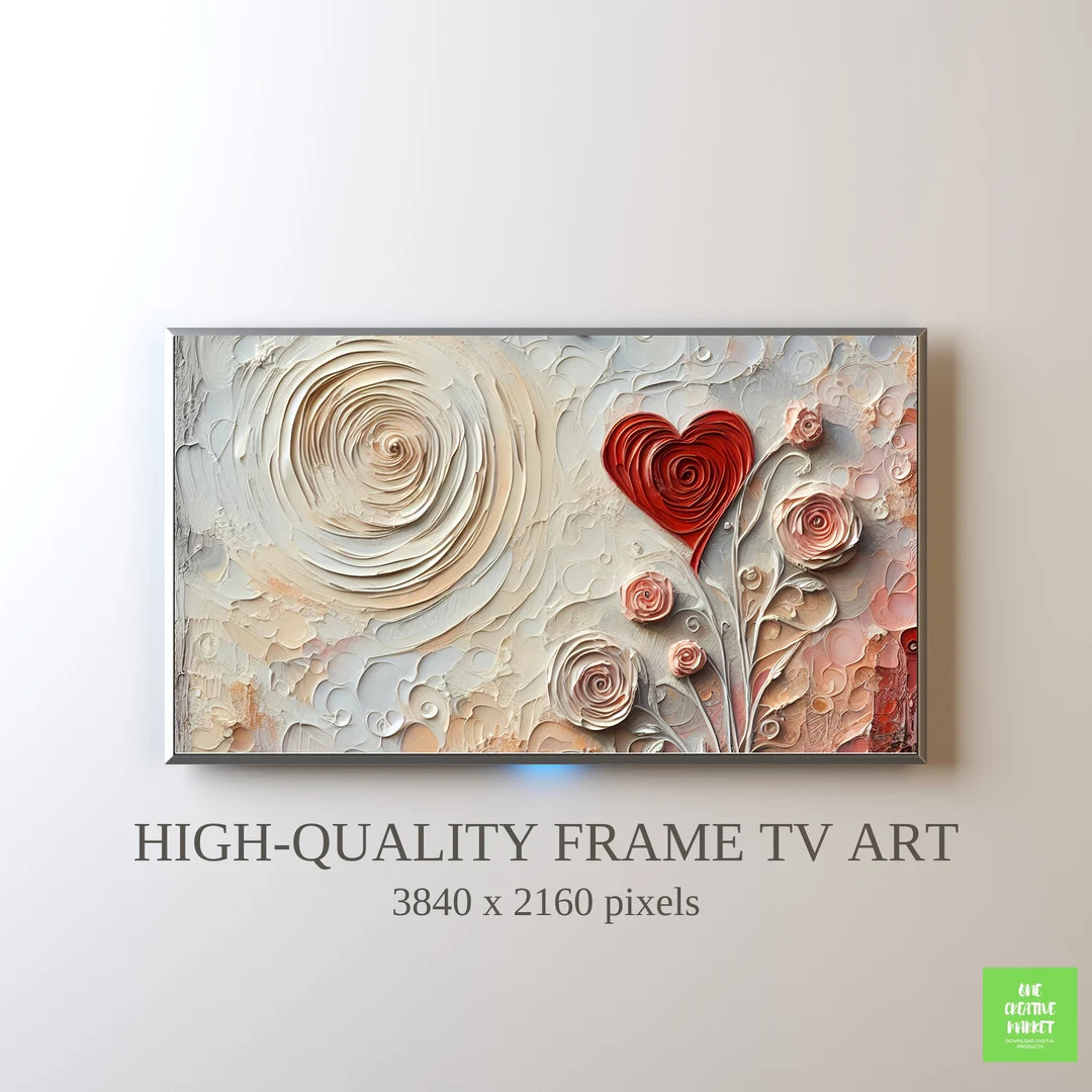 Valentine's Day Frame TV Art, Digital Textured Art, Frame TV 4k Art, Digital Download - Etsy | Etsy (US)