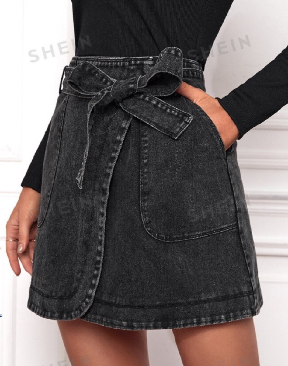 Denim skirt for the fall / SHEIN fall outfits 