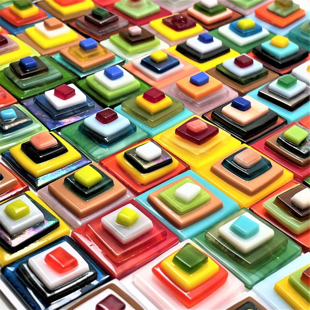 FUSED Stained Glass Tiles, Lg, 8pcs, PYRAMID, Assorted | Etsy (US)