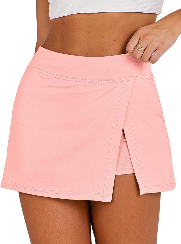 ANRABESS Women's 2024 Summer Mini Skirt Tennis Athletic Inner Shorts Side Slit Workout Golf Bodyc... | Amazon (US)