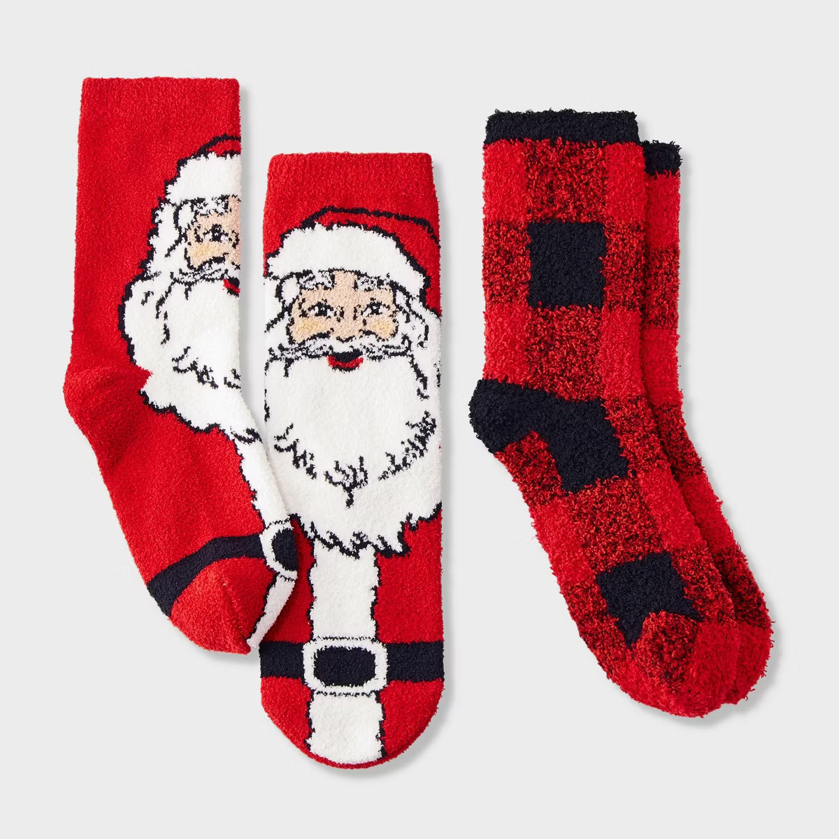 Kids' 2pk Vintage Santa Cozy Christmas Crew Socks with Gift Card Holder - Wondershop™ Red XS/S | Target