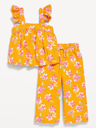 Sleeveless Linen-Blend Top and Wide-Leg Pants Set for Toddler Girls | Old Navy (US)