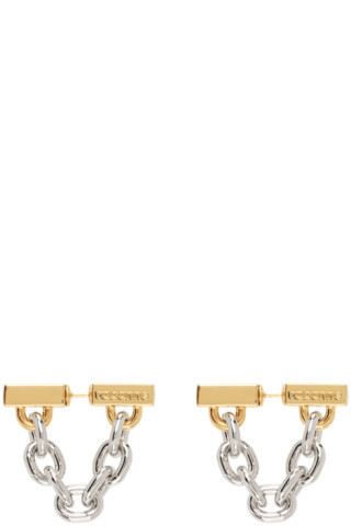 Silver & Gold XL Link Chain Earrings | SSENSE