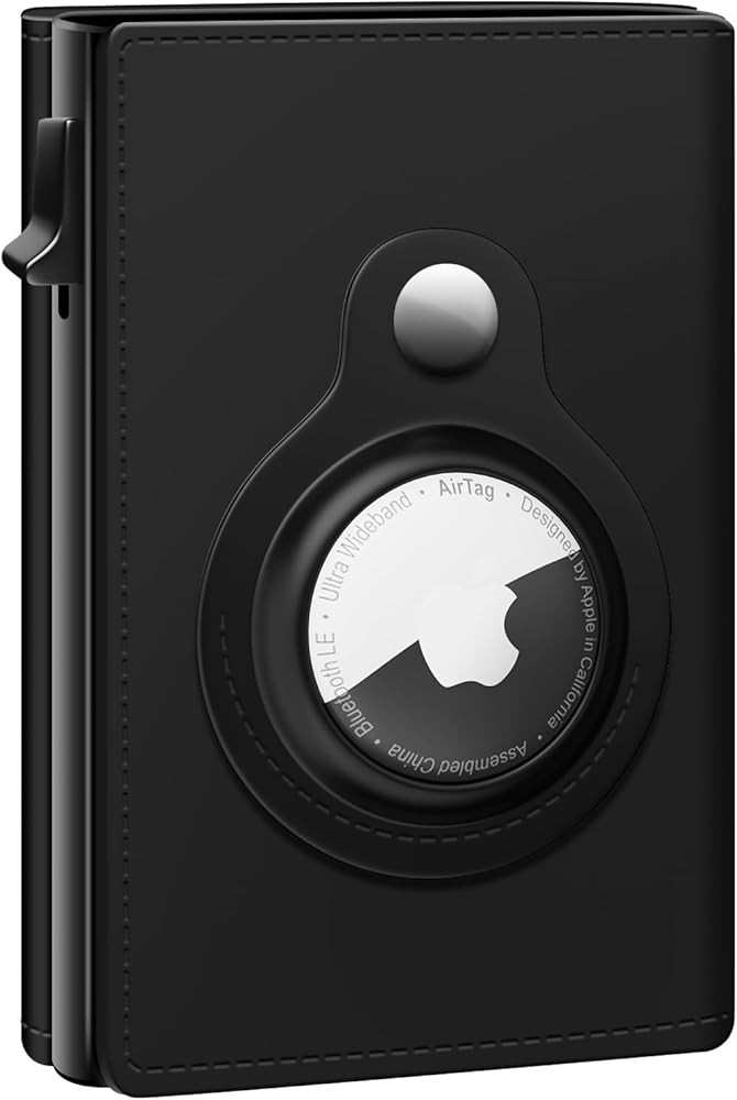 GAOCHALE AirTag Wallet Genuine Leather Air Tag Wallet RFID Technology Credit Card Holder with Min... | Amazon (US)