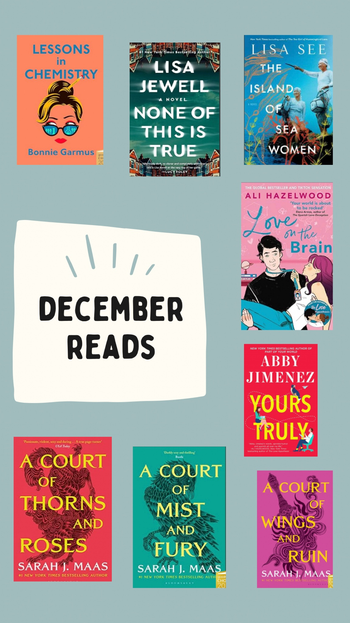 Book club picks
Good reads
Beach reads
ACOTAR
Thriller
Romance

#LTKtravel #LTKsalealert #LTKSeasonal