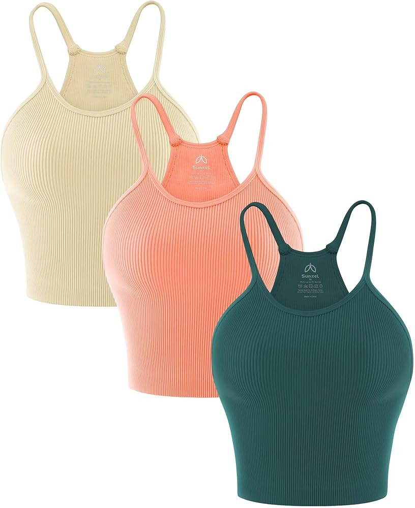 Sunzel Free to Be Tank, Crop Ribbed Tank Tops Seamless Racerback Camisoles No pad Camis Cropped S... | Amazon (US)