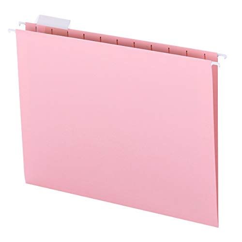Smead Colored Hanging File Folder with Tab, 1/5-Cut Adjustable Tab, Letter Size, Pink, 25 per Box (6 | Amazon (US)