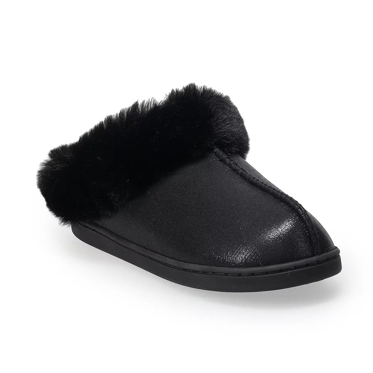 LC Lauren Conrad Women's Metallic Faux Fur-Lined Clog Slippers | Kohl's