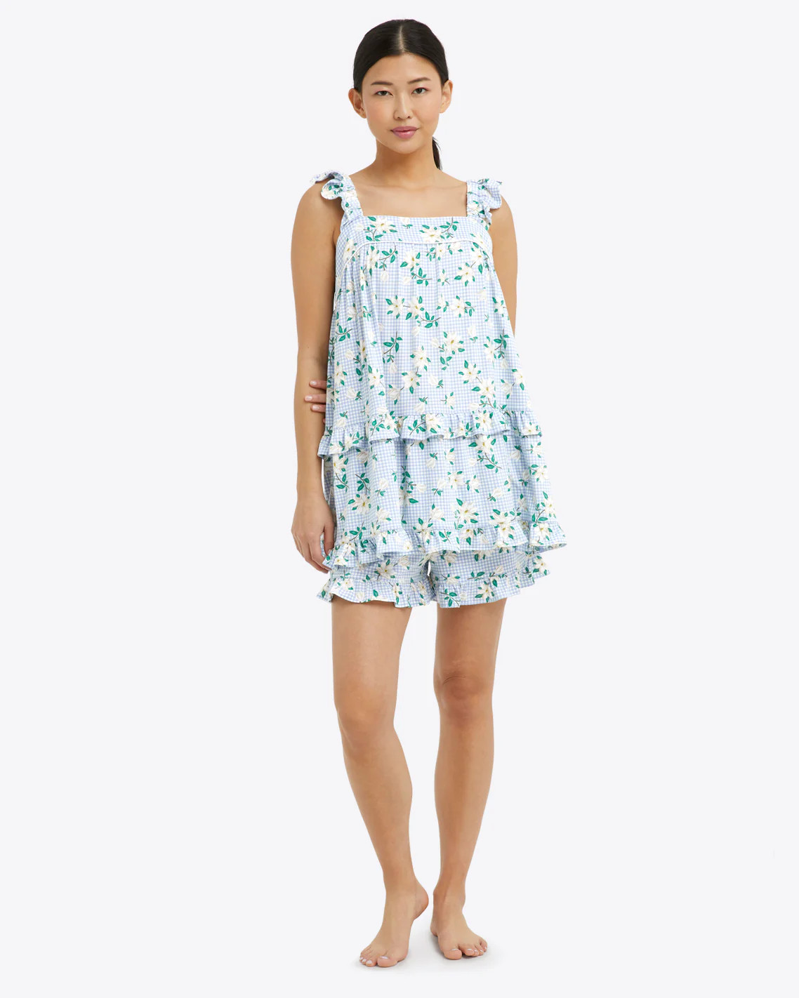 Babydoll Tank & Short Set in Gingham Magnolia | Draper James (US)