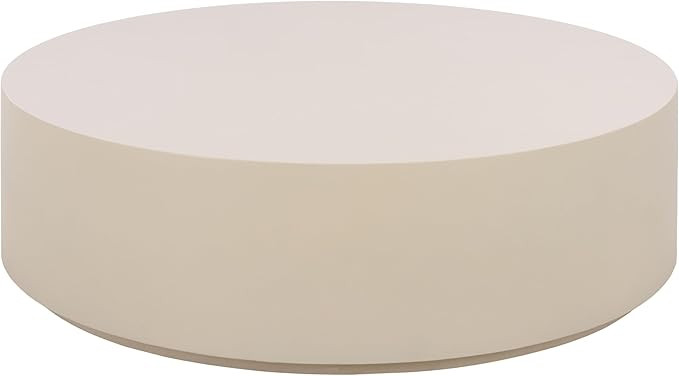 SAFAVIEH Outdoor - Tina Round Coffee Table - Ivory Cement Ficonstone - Fully Assembled - Weather ... | Amazon (US)