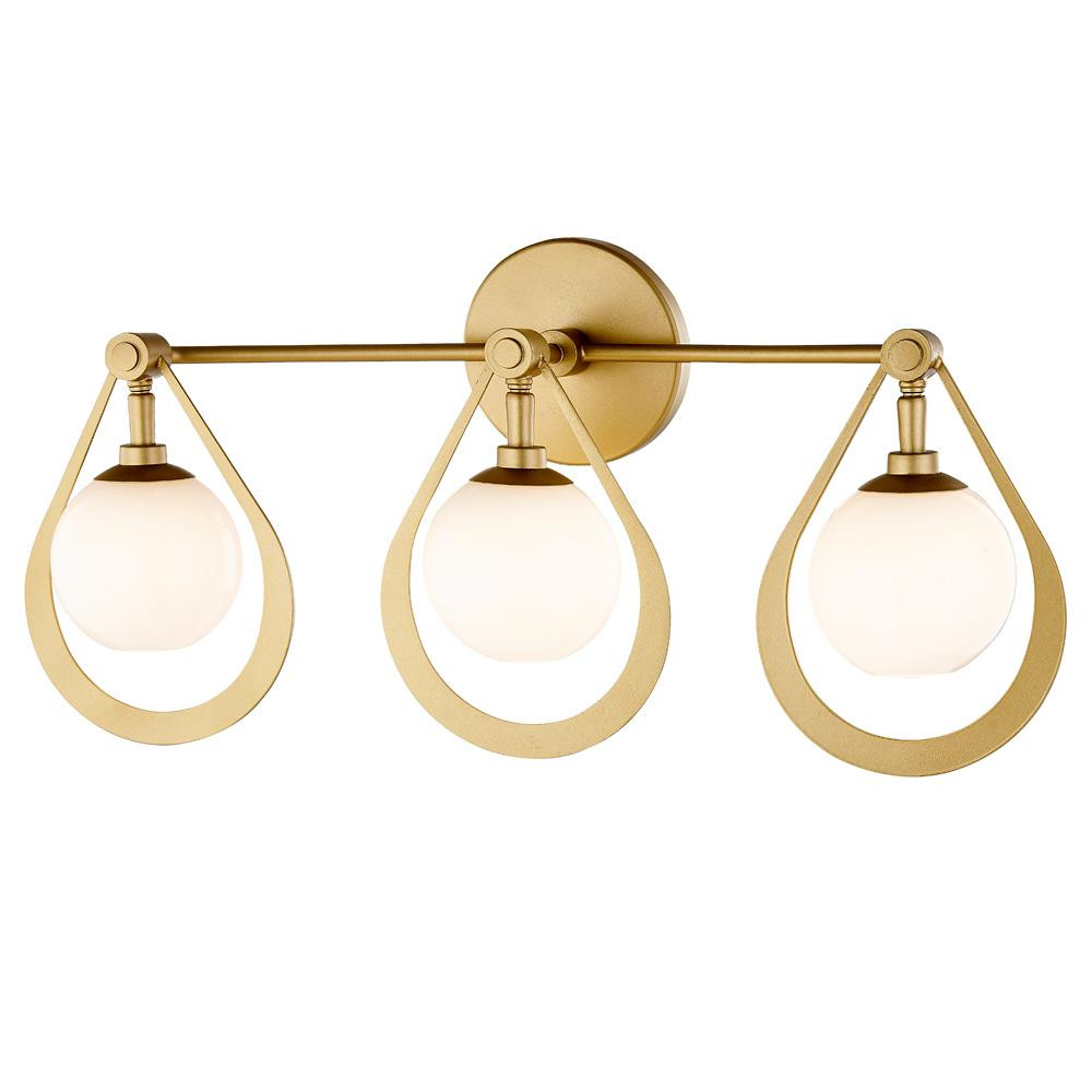 Charm 3-Light Champagne Gold LED Vanity Light with Glass Shade | The Home Depot