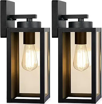 Outdoor Wall Light Fixtures, Exterior Waterproof Wall Lanterns, Porch Sconces Lighting with E26 S... | Amazon (US)