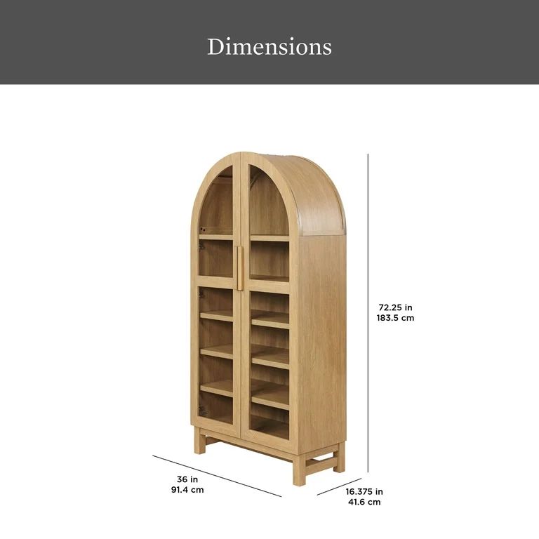 Better Homes & Gardens Juliet Solid Wood Frame Arc Cabinet, Light Honey Finish | Walmart (US)