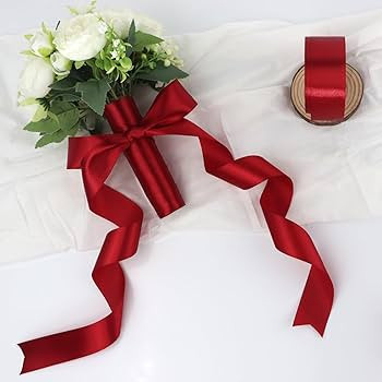 Deep red Solid Satin Ribbon 1-1/2 Inch 50 Yards Solid Polyester Fabric Ribbon for Gift Wrapping W... | Amazon (US)