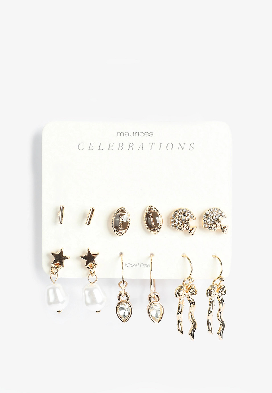 6 Pack Gold Game Day Earring Set | Maurices