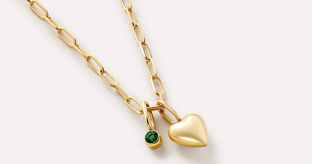 Gold Heart and Stone Necklace | Ana Luisa