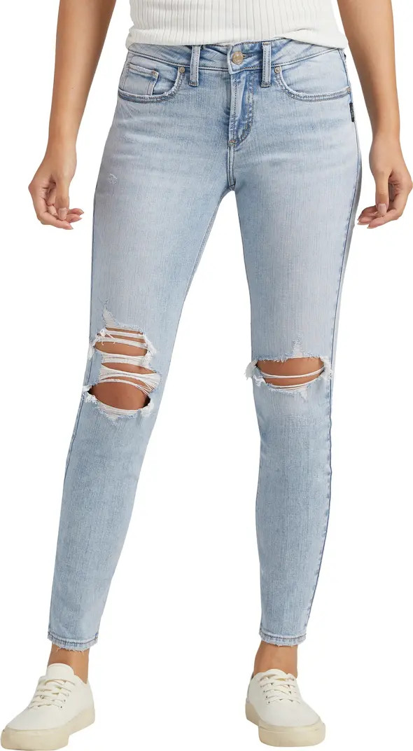 Silver Jeans Co. Suki Ripped Mid Rise Skinny Jeans | Nordstrom | Nordstrom