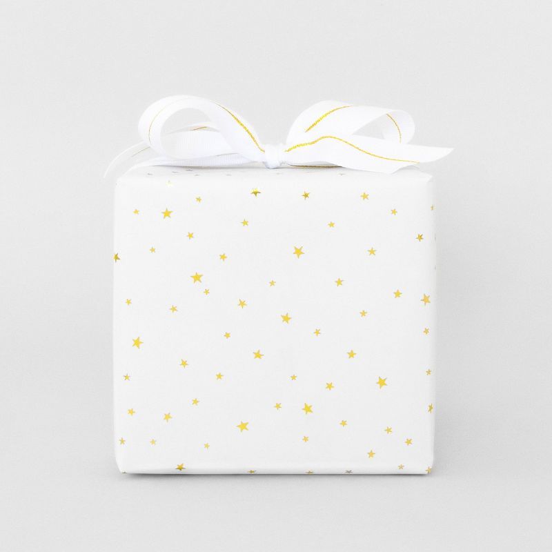 30 sq ft Gold and White Scattered Star Gift Wrap - Sugar Paper&#8482; + Target | Target
