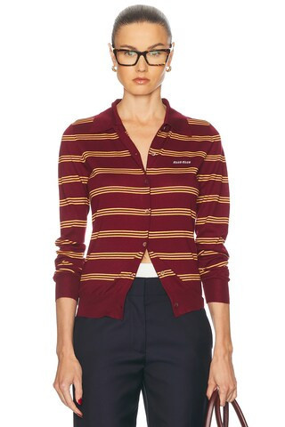 Miu Miu Long Sleeve Cardigan in Red | FWRD 