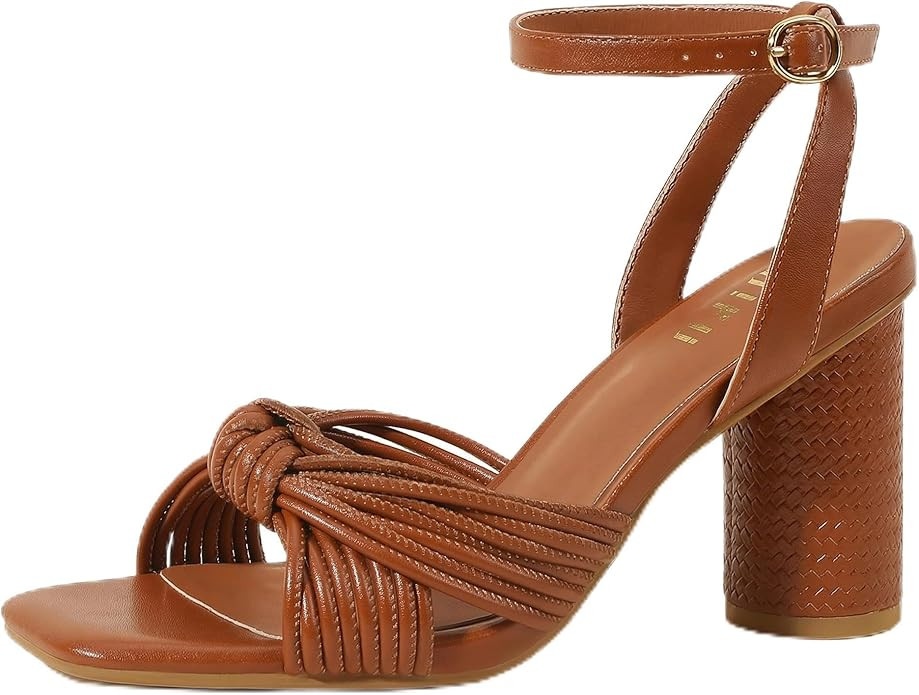 IDIFU 3 Inch Block Chunky Heel Sandals Square Toe Heels with Adjustable Ankle Strap Women's Braid... | Amazon (US)